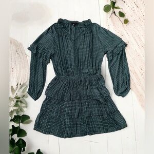 Current Air Pleated Jacquard Mini Dress Jade Anthropologie M